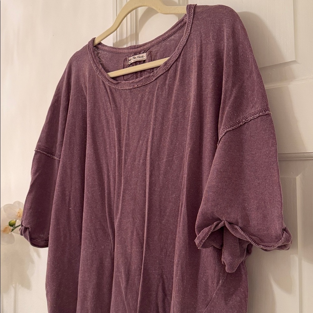 Free People We The Free Linen Blend Diego Tee Wine Grape - Picture 7 of 10